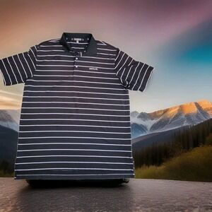 Peter Millar Polo Mens XL Summer Comfort Black/Lavendar Stripe Isleworth FL Golf